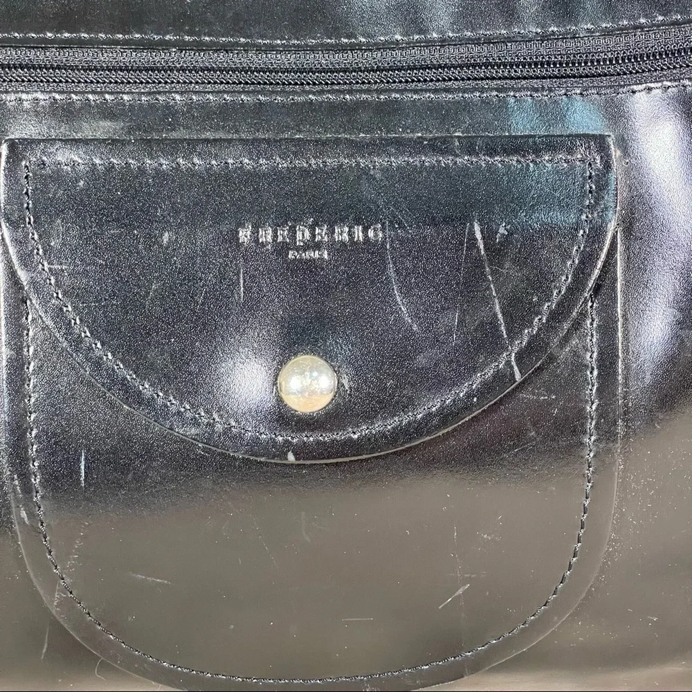Frederic Paris Made in France Black Leather Satchel Bag Structured Shoulder Bag